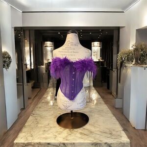 SHEIN Purple Feathered Corset Top